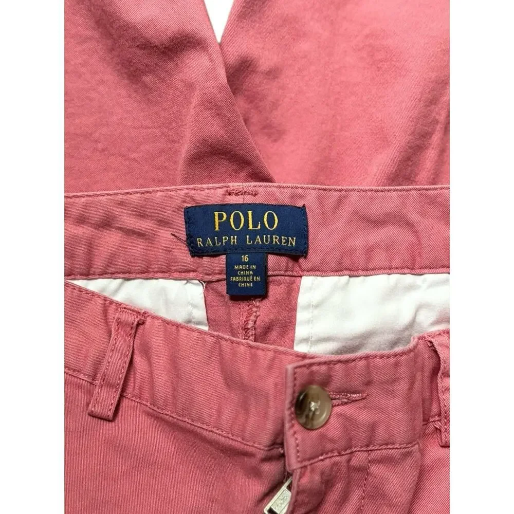 POLO RALPH LAUREN Stretch Classic Fit 9” Seam Chino Shorts Pink Boy Youth 16 XL - Picture 5 of 9